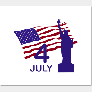 July 4th and statue of Liberty Posters and Art